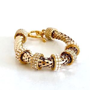 Gold Pearl Crystal Bracelet